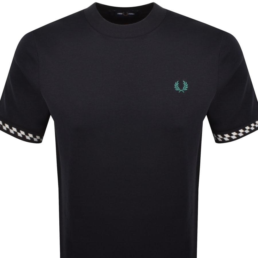 Image number 2 for Fred Perry Jacquard Cuff T Shirt Navy