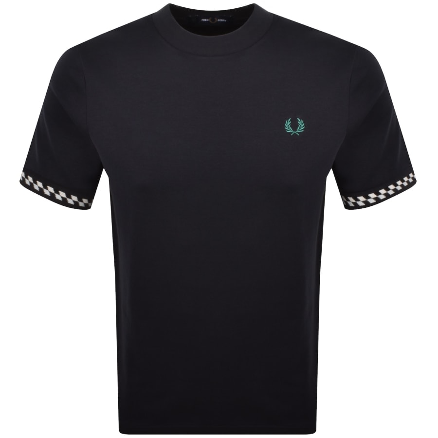 Image number 1 for Fred Perry Jacquard Cuff T Shirt Navy