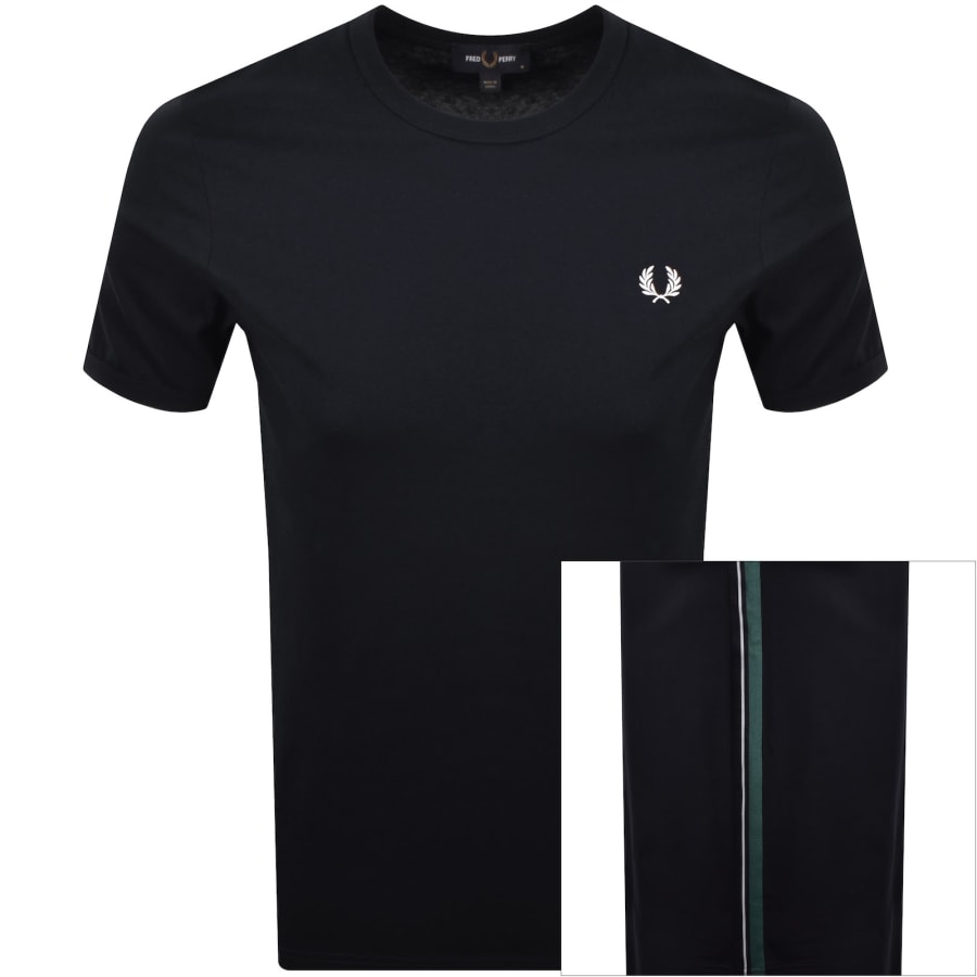 Image number 1 for Fred Perry Stripe Tape T Shirt Navy