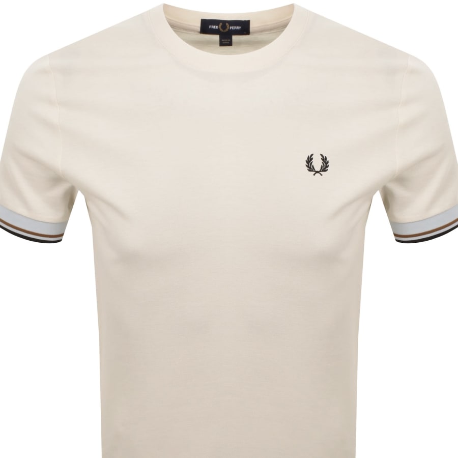 Image number 2 for Fred Perry Twin Tipped Cuff T Shirt Cream
