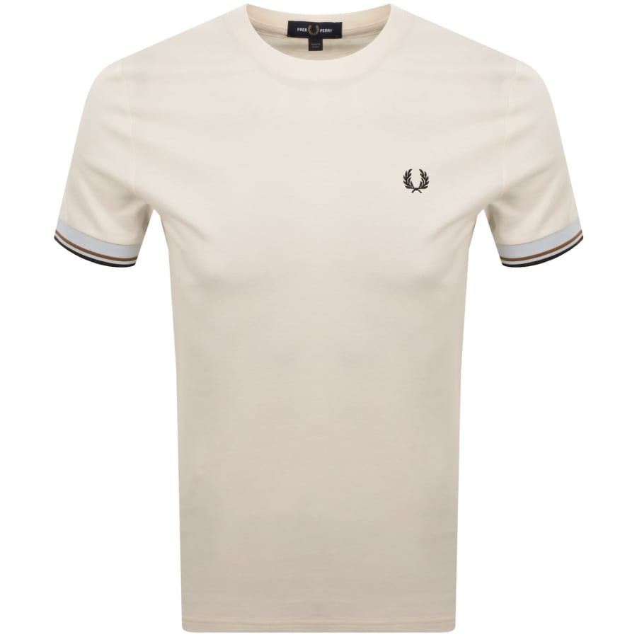 Image number 1 for Fred Perry Twin Tipped Cuff T Shirt Cream