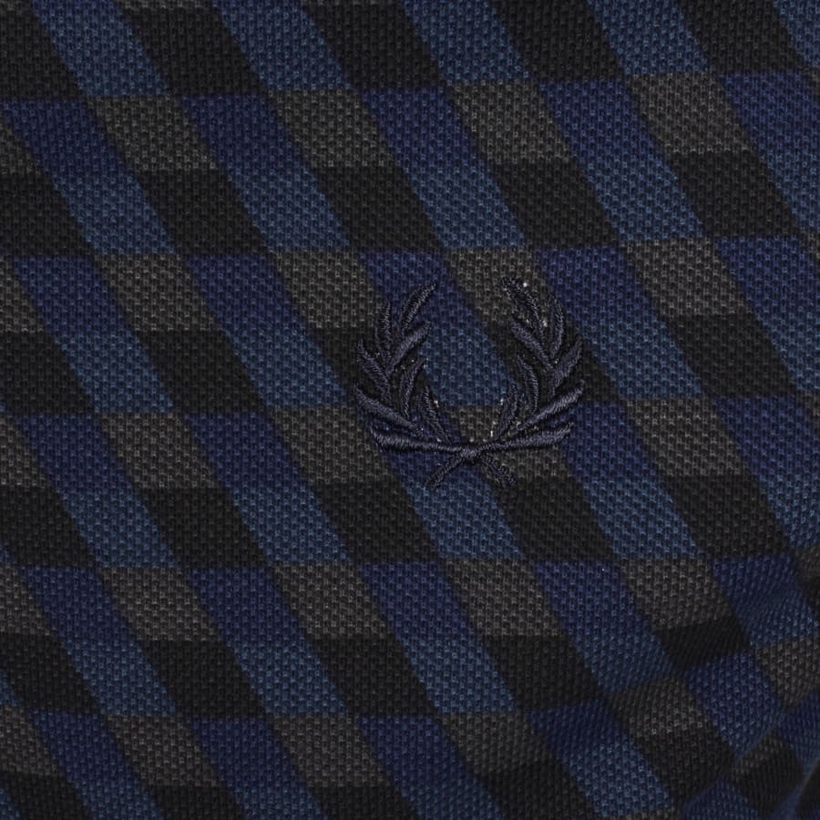 Image number 3 for Fred Perry Geometric Print Polo T Shirt Navy