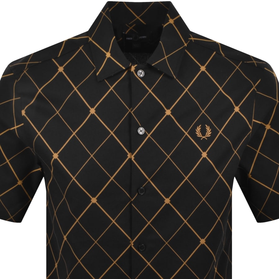 Image number 2 for Fred Perry Argyle Short Sleeved Shirt Black