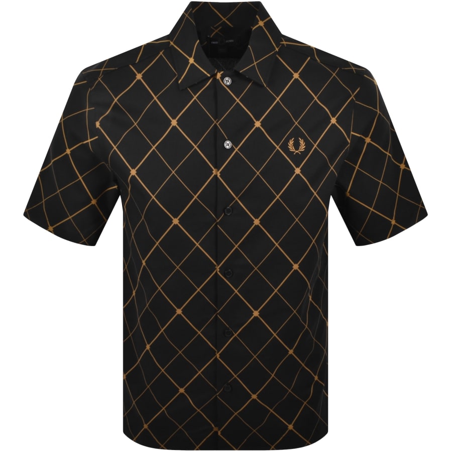 Image number 1 for Fred Perry Argyle Short Sleeved Shirt Black