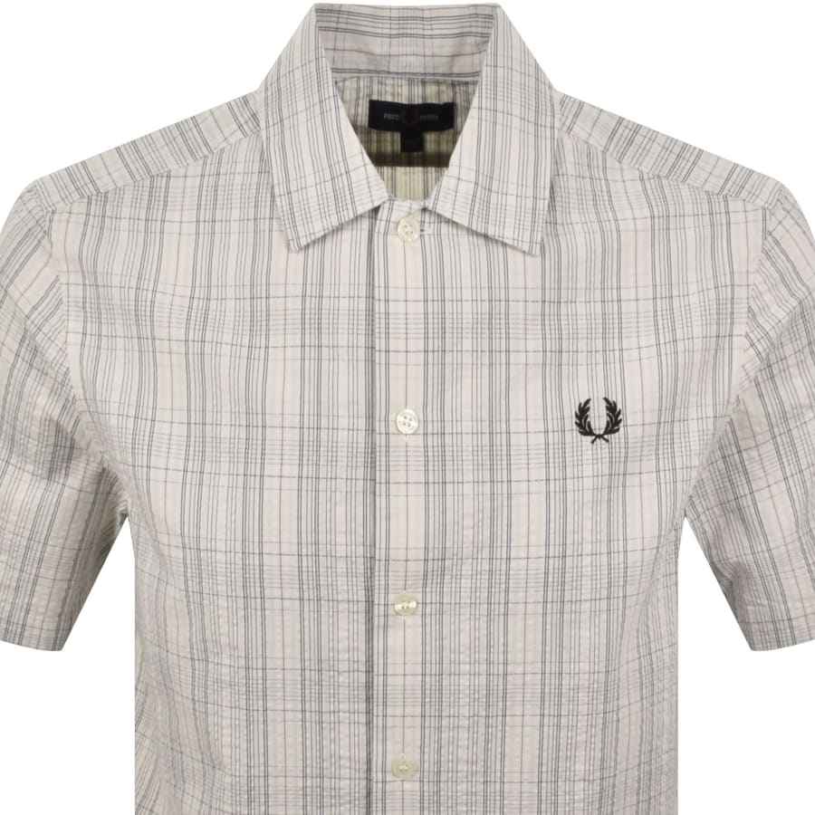 Image number 2 for Fred Perry Seersucker Check Shirt Ecru