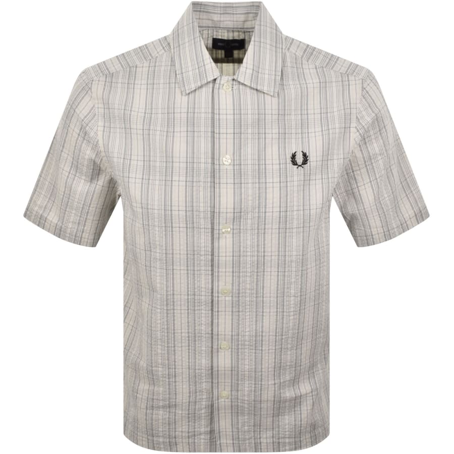 Image number 1 for Fred Perry Seersucker Check Shirt Ecru