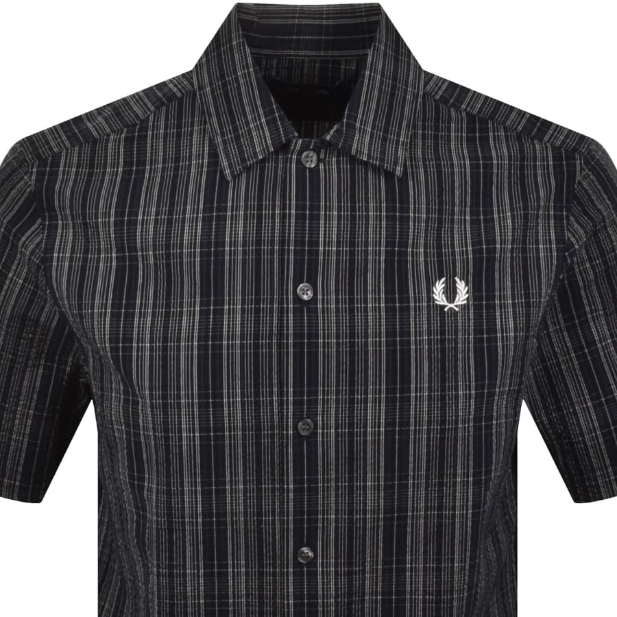 Image number 2 for Fred Perry Seersucker Check Shirt Navy