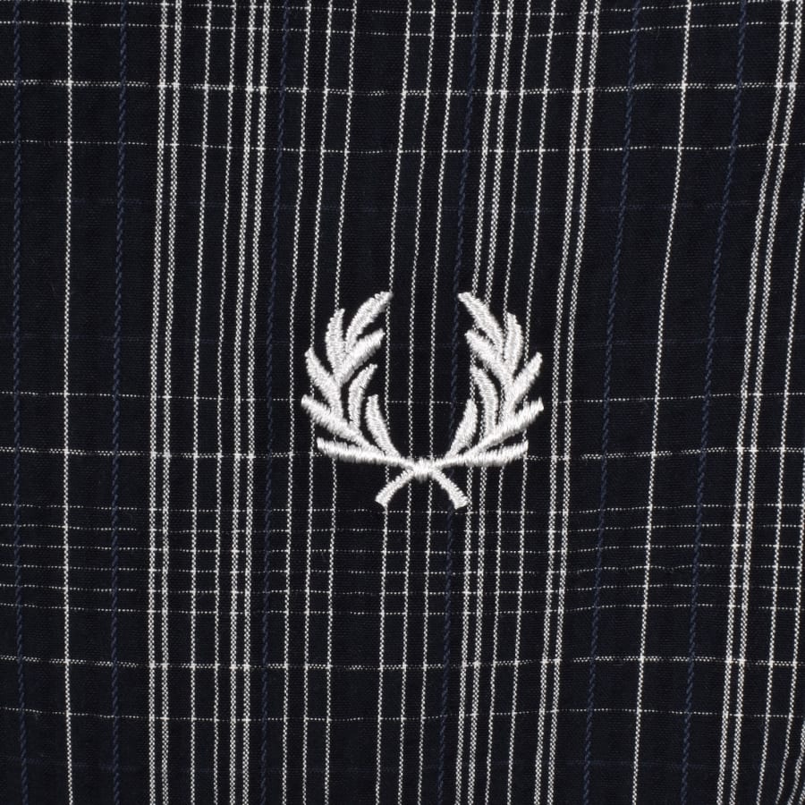 Image number 3 for Fred Perry Seersucker Check Shirt Navy
