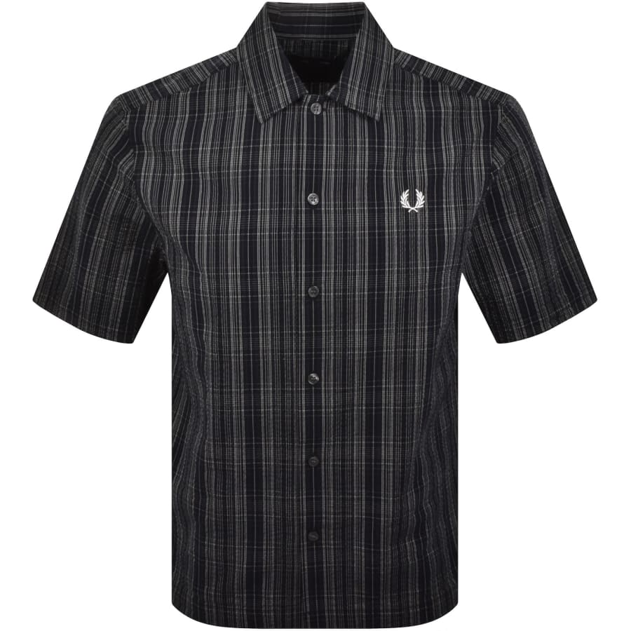 Image number 1 for Fred Perry Seersucker Check Shirt Navy