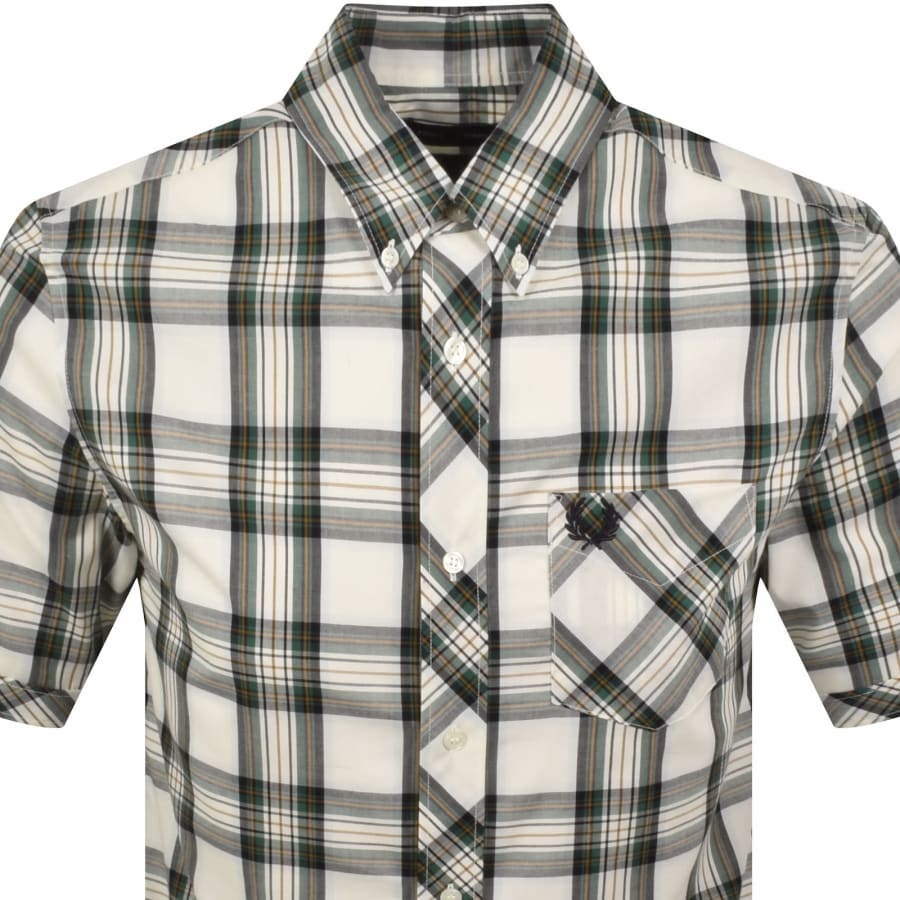Image number 2 for Fred Perry Tartan Short Sleeve Shirt Ecru