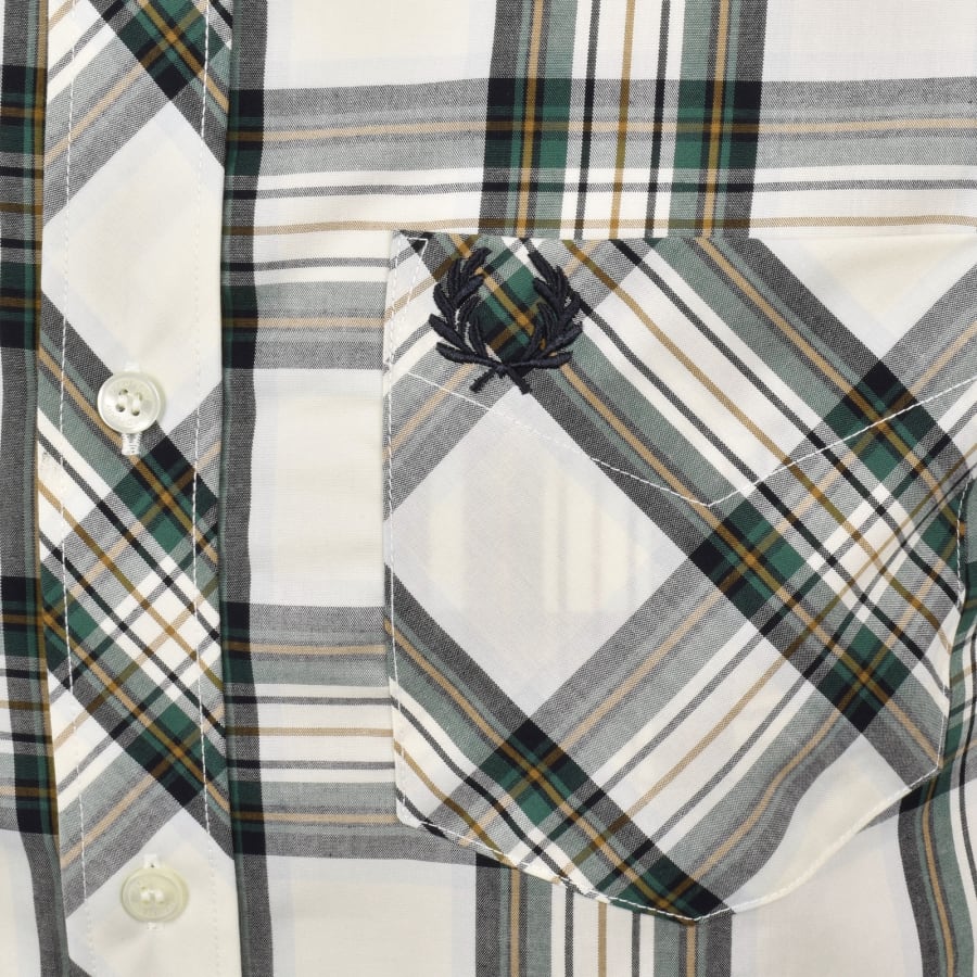 Image number 3 for Fred Perry Tartan Short Sleeve Shirt Ecru