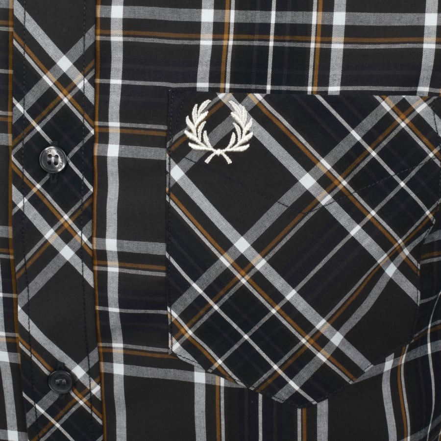 Image number 3 for Fred Perry Long Sleeve Tartan Shirt Grey