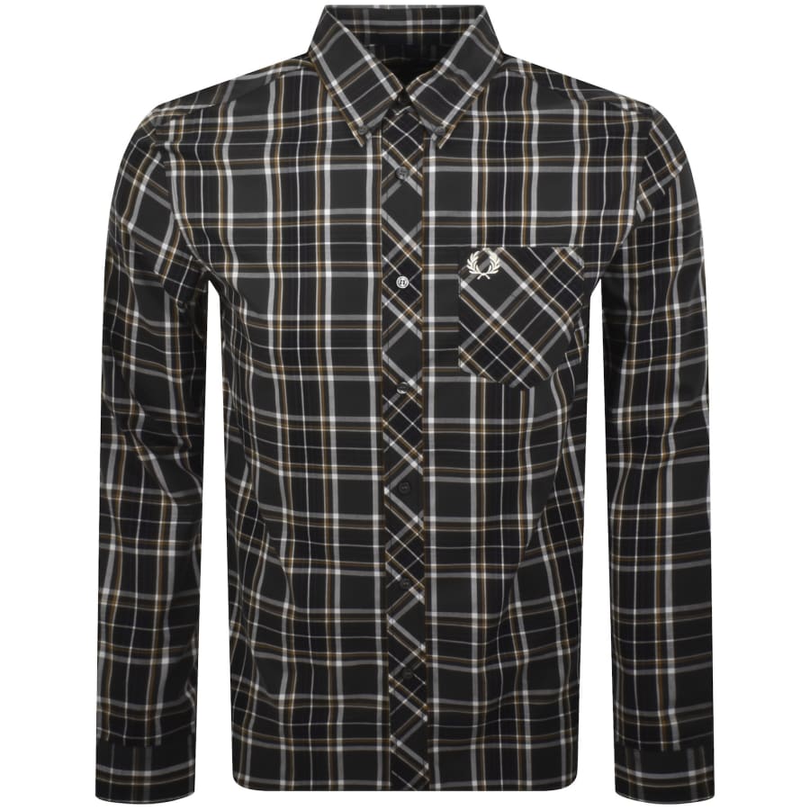 Image number 1 for Fred Perry Long Sleeve Tartan Shirt Grey