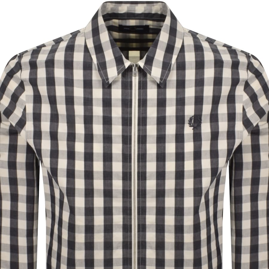 Image number 2 for Fred Perry Poplin Check Overshirt Cream
