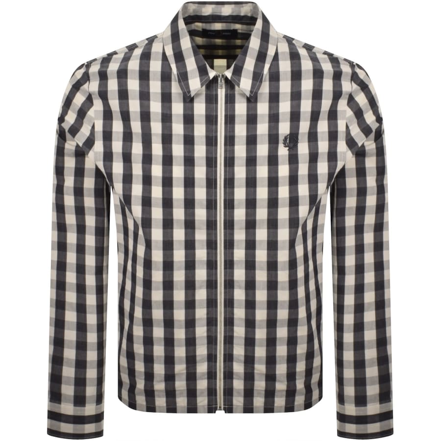 Image number 1 for Fred Perry Poplin Check Overshirt Cream