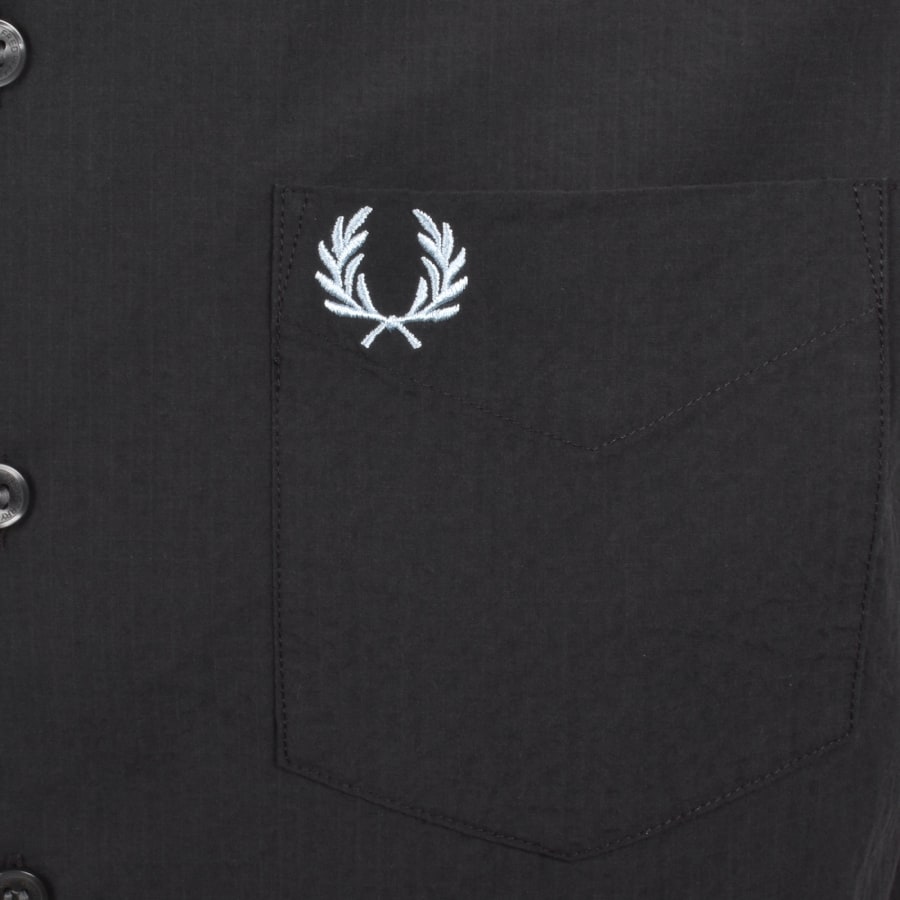 Image number 3 for Fred Perry Seersucker Revere Collar Shirt Grey