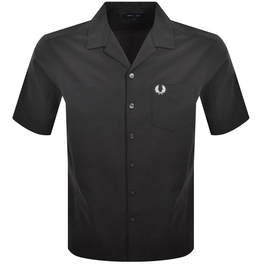 Image number 1 for Fred Perry Seersucker Revere Collar Shirt Grey