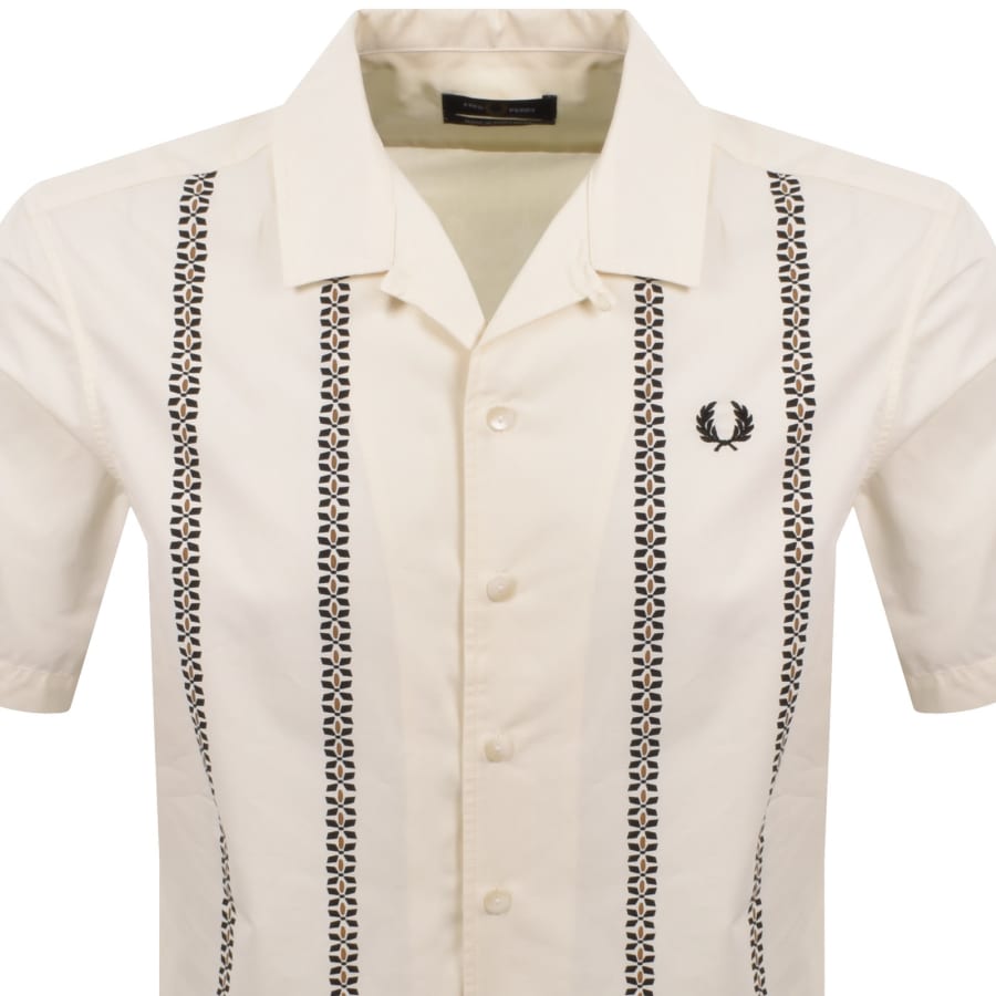 Image number 2 for Fred Perry Placement Print Shirt Ecru