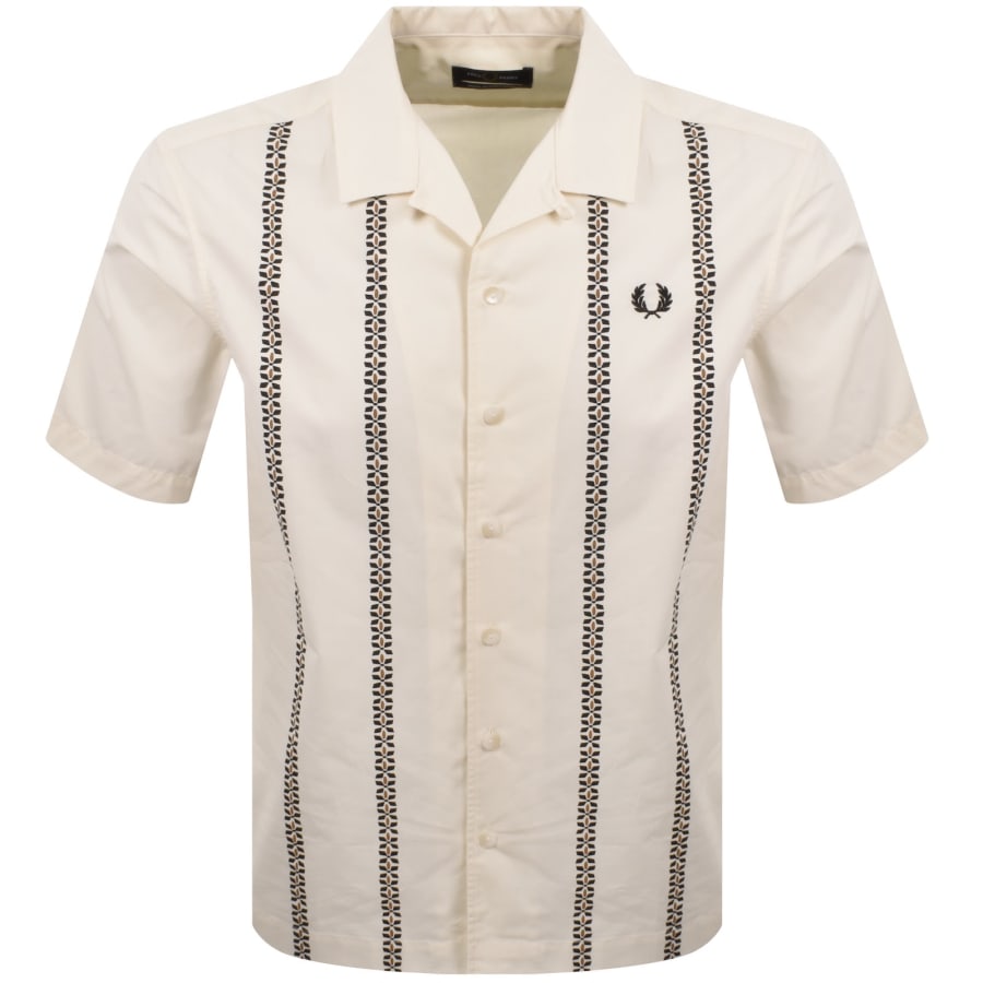 Image number 1 for Fred Perry Placement Print Shirt Ecru