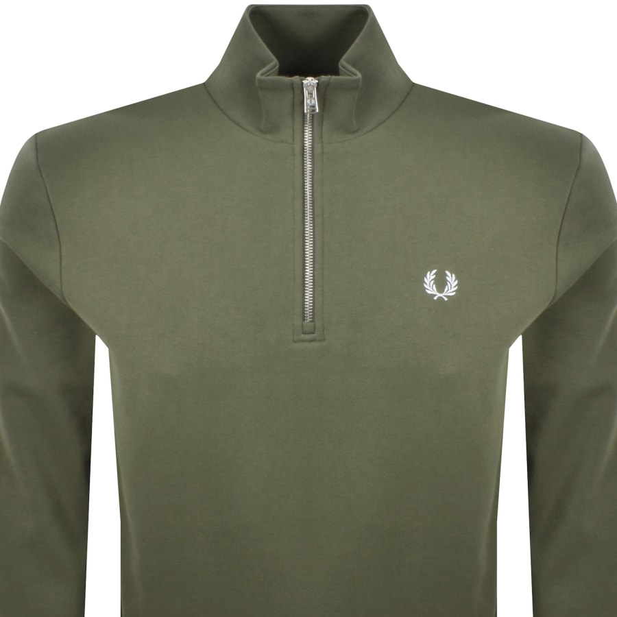 Image number 2 for Fred Perry Half Zip Sweatshirt Green