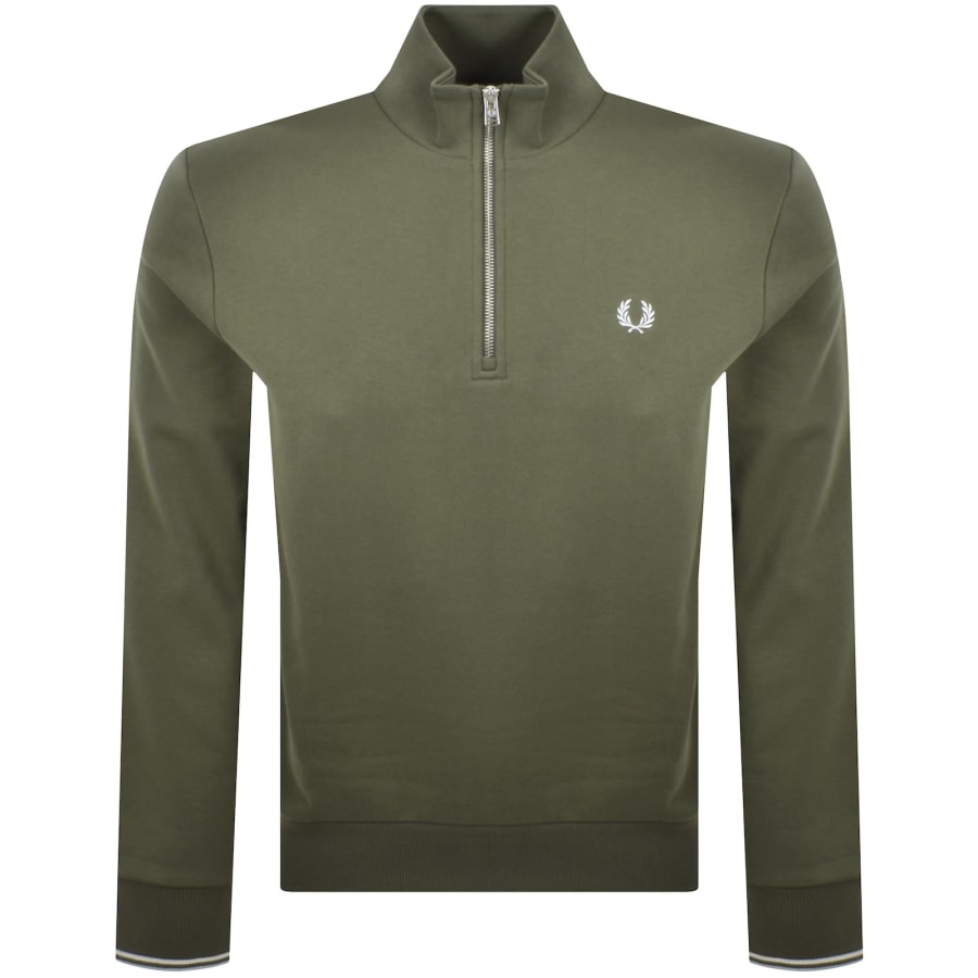 Image number 1 for Fred Perry Half Zip Sweatshirt Green