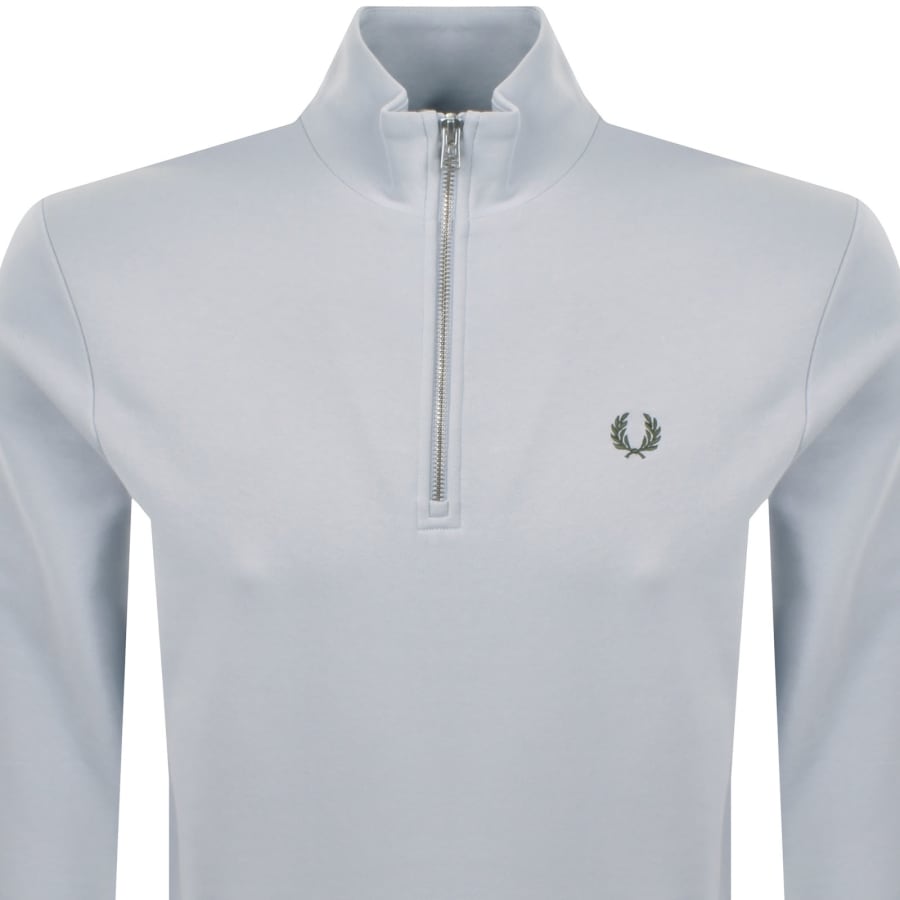 Image number 2 for Fred Perry Half Zip Sweatshirt Dusky Blue