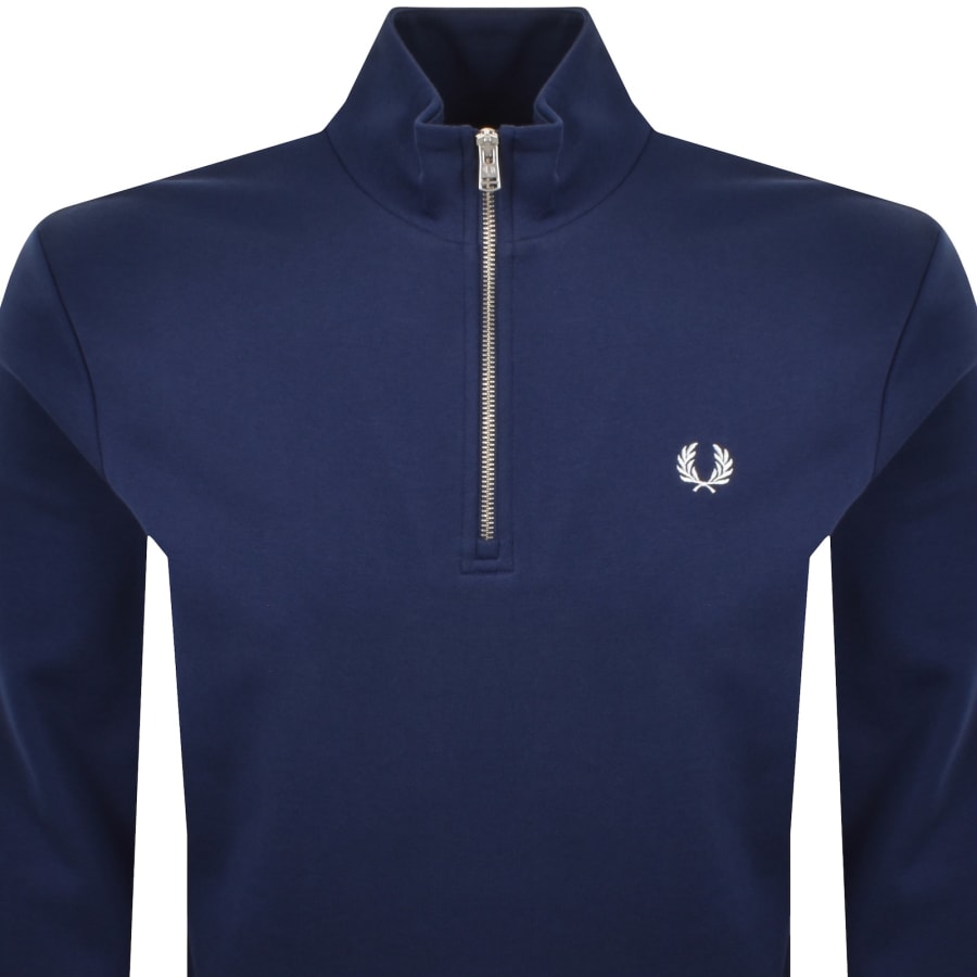 Image number 2 for Fred Perry Half Zip Sweatshirt French Navy