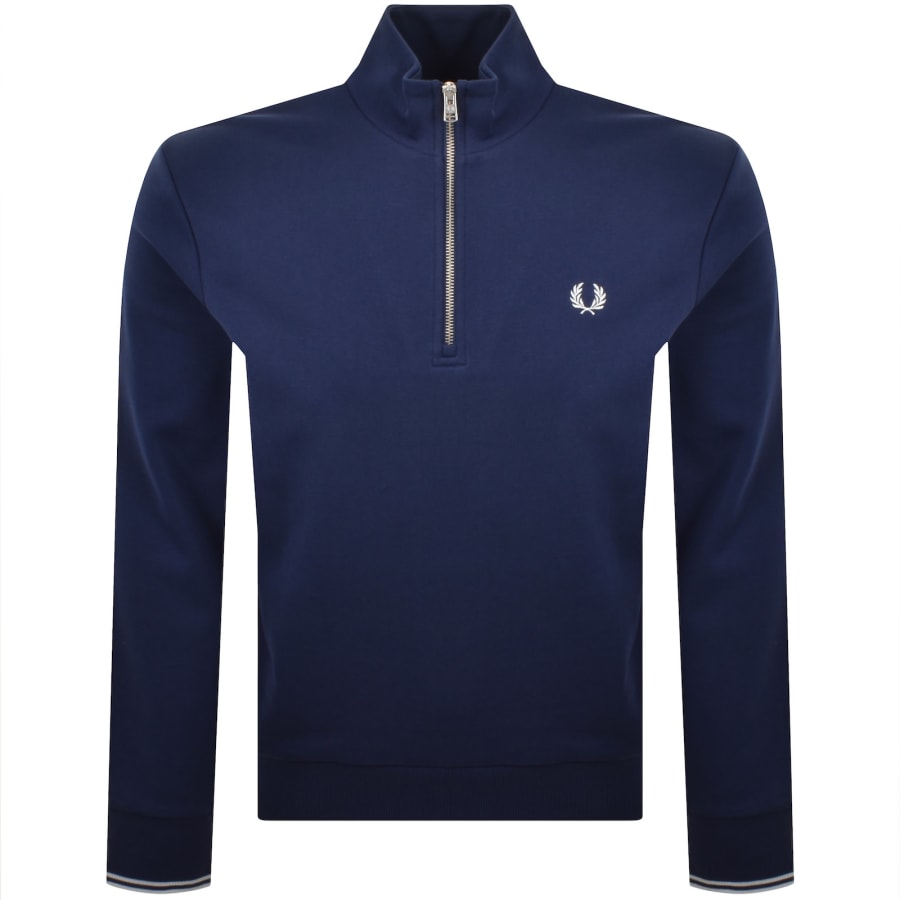 Image number 1 for Fred Perry Half Zip Sweatshirt French Navy