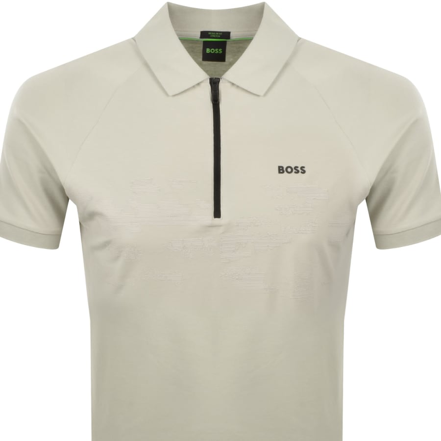 Image number 2 for BOSS Globe Pattern Polo T Shirt Beige