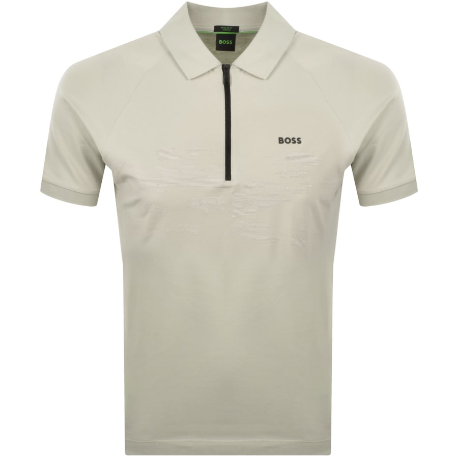 Image number 1 for BOSS Globe Pattern Polo T Shirt Beige