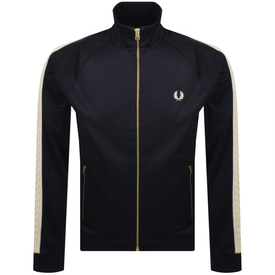 Image number 2 for Fred Perry Cable Taped Track Top Navy