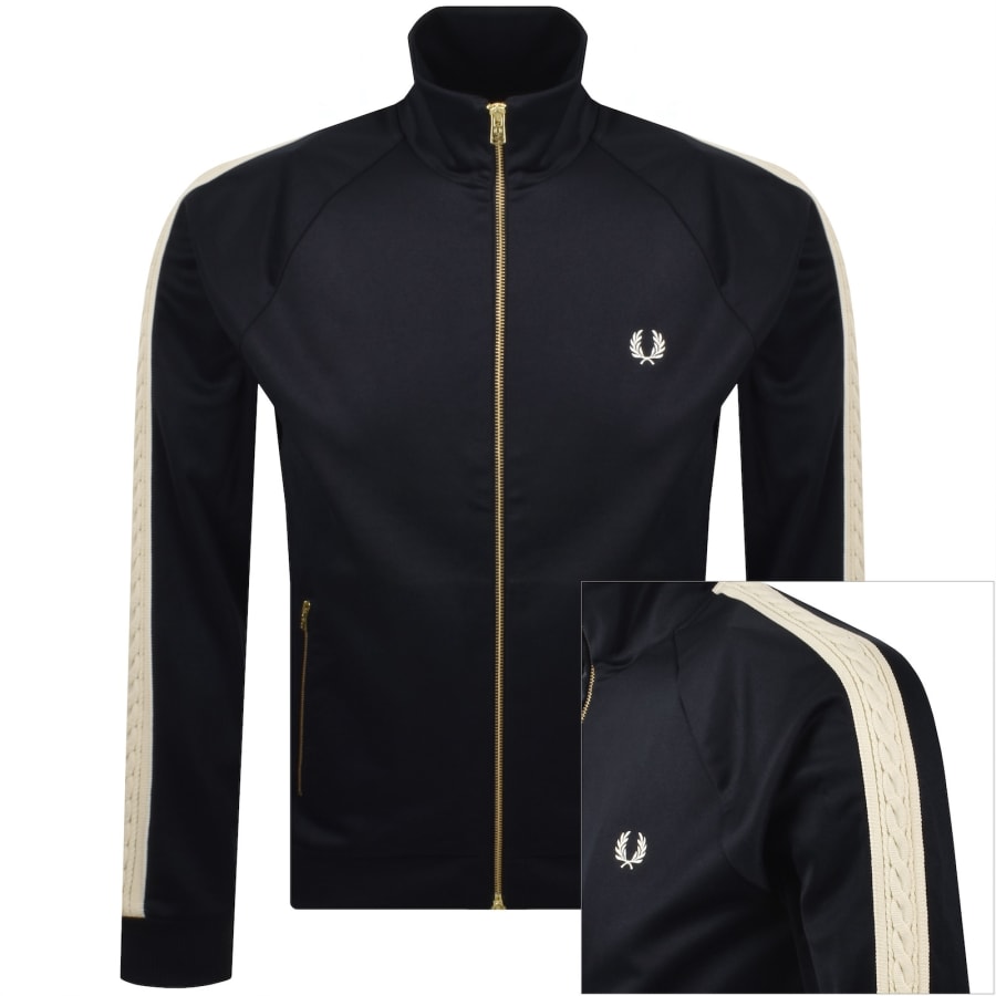 Image number 1 for Fred Perry Cable Taped Track Top Navy