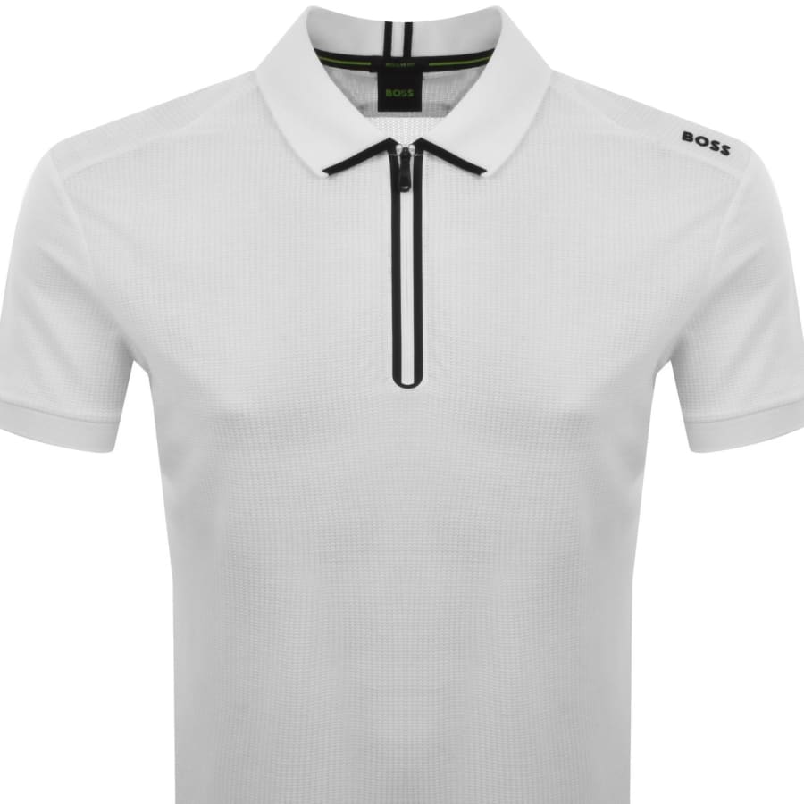 Image number 2 for BOSS Terrace Quarter Zip Polo T Shirt White