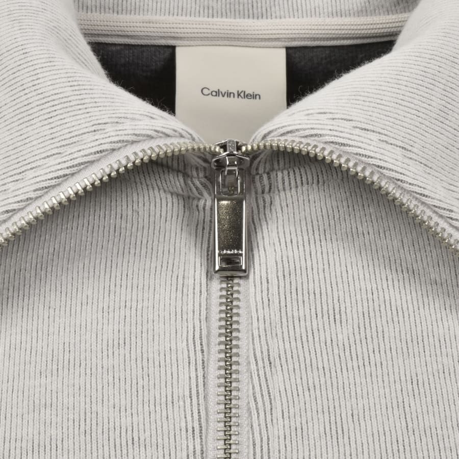 Image number 4 for Calvin Klein Quarter Zip Sweatshirt Chalk Grey
