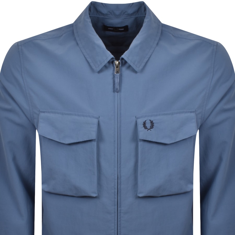 Image number 2 for Fred Perry Ripstop Pocket Overshirt Ace Blue