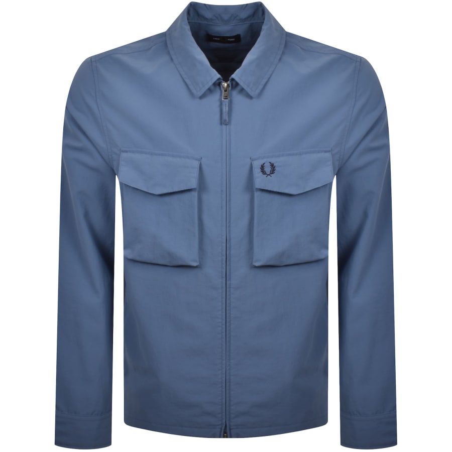 Image number 1 for Fred Perry Ripstop Pocket Overshirt Ace Blue