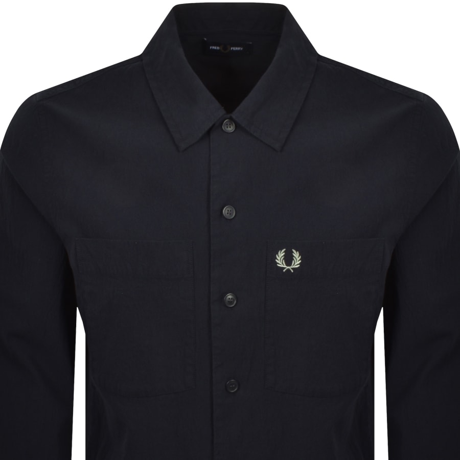 Image number 2 for Fred Perry Seersucker Overshirt Navy