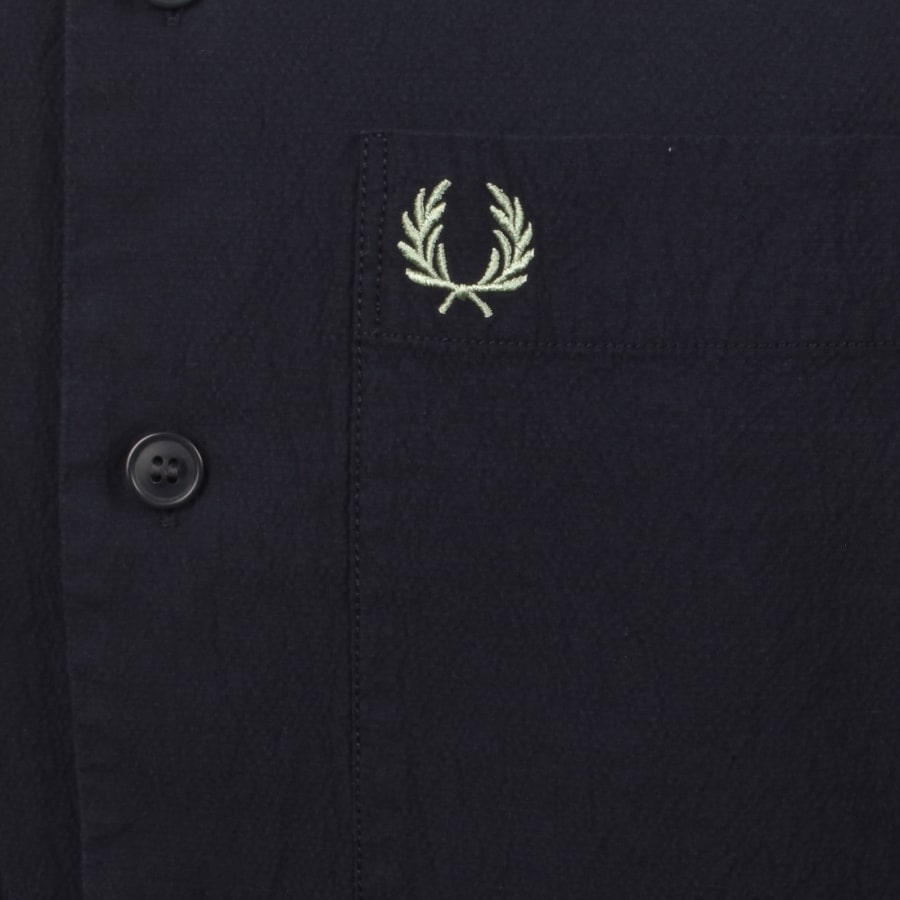 Image number 3 for Fred Perry Seersucker Overshirt Navy