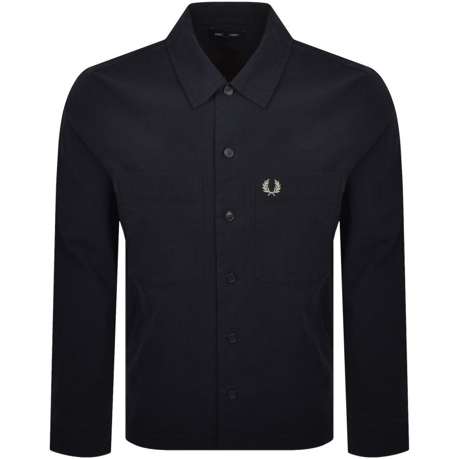 Image number 1 for Fred Perry Seersucker Overshirt Navy