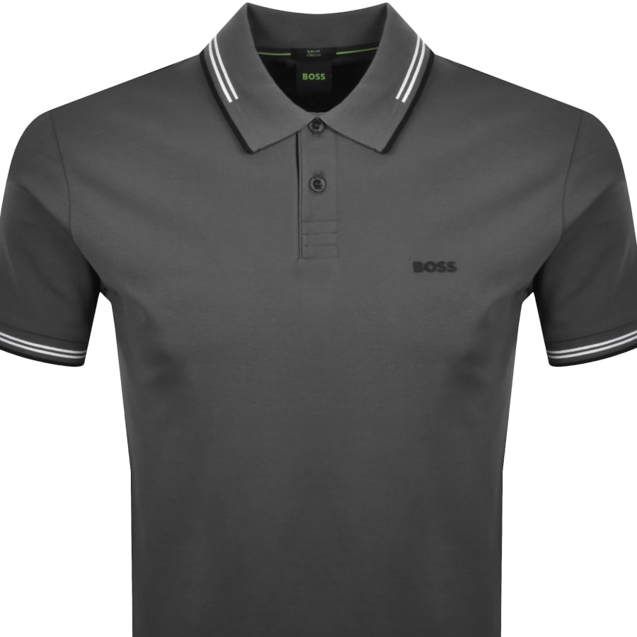 Image number 2 for BOSS Paul Polo T Shirt Open Grey