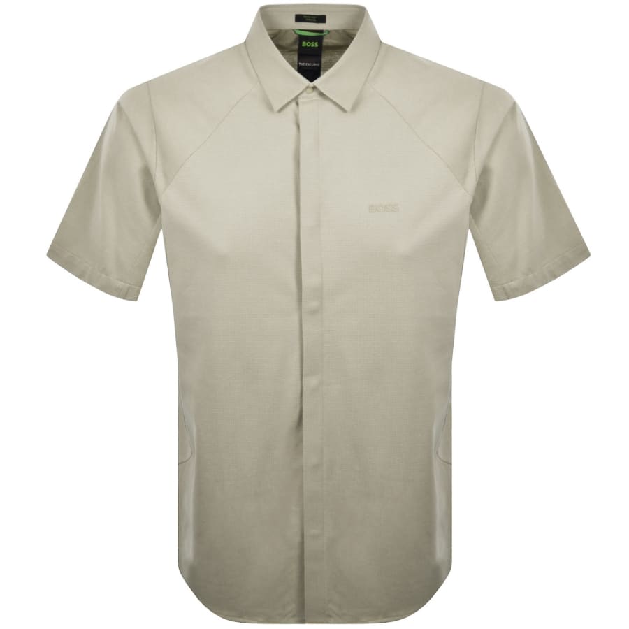Image number 1 for BOSS Excurse Short Sleeve Striped Shirt Beige