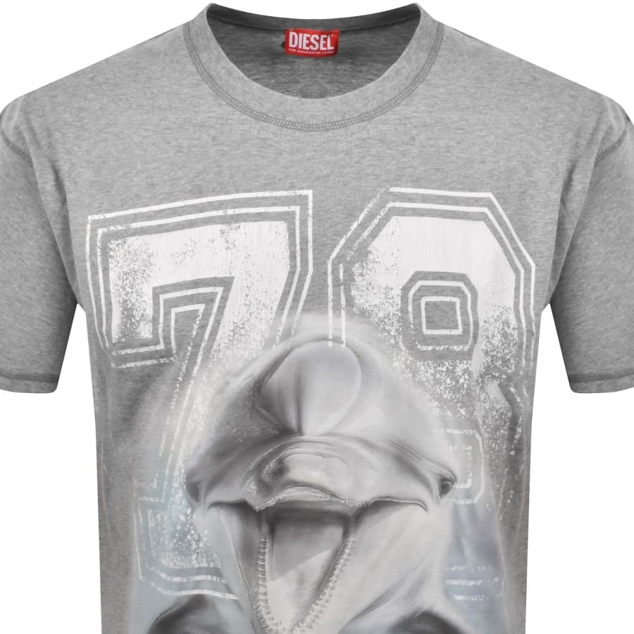 Image number 2 for Diesel T Boxt Dolphin Print T Shirt Grey
