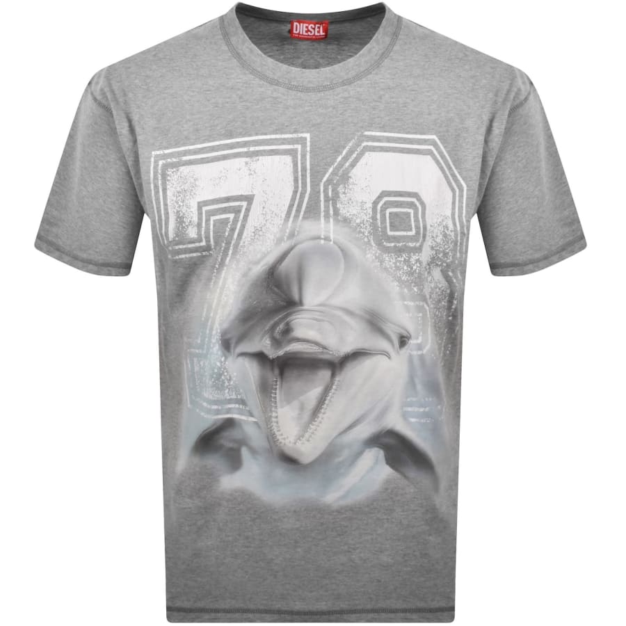 Image number 1 for Diesel T Boxt Dolphin Print T Shirt Grey