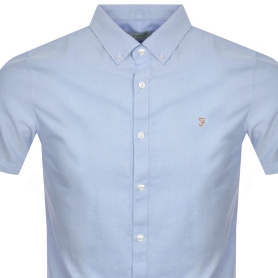 Image number 2 for Farah Brewer Slim Short Sleeve Shirt Blue