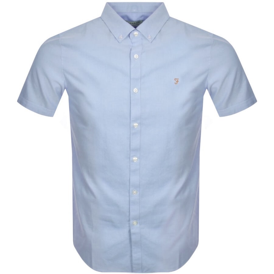 Image number 1 for Farah Brewer Slim Short Sleeve Shirt Blue