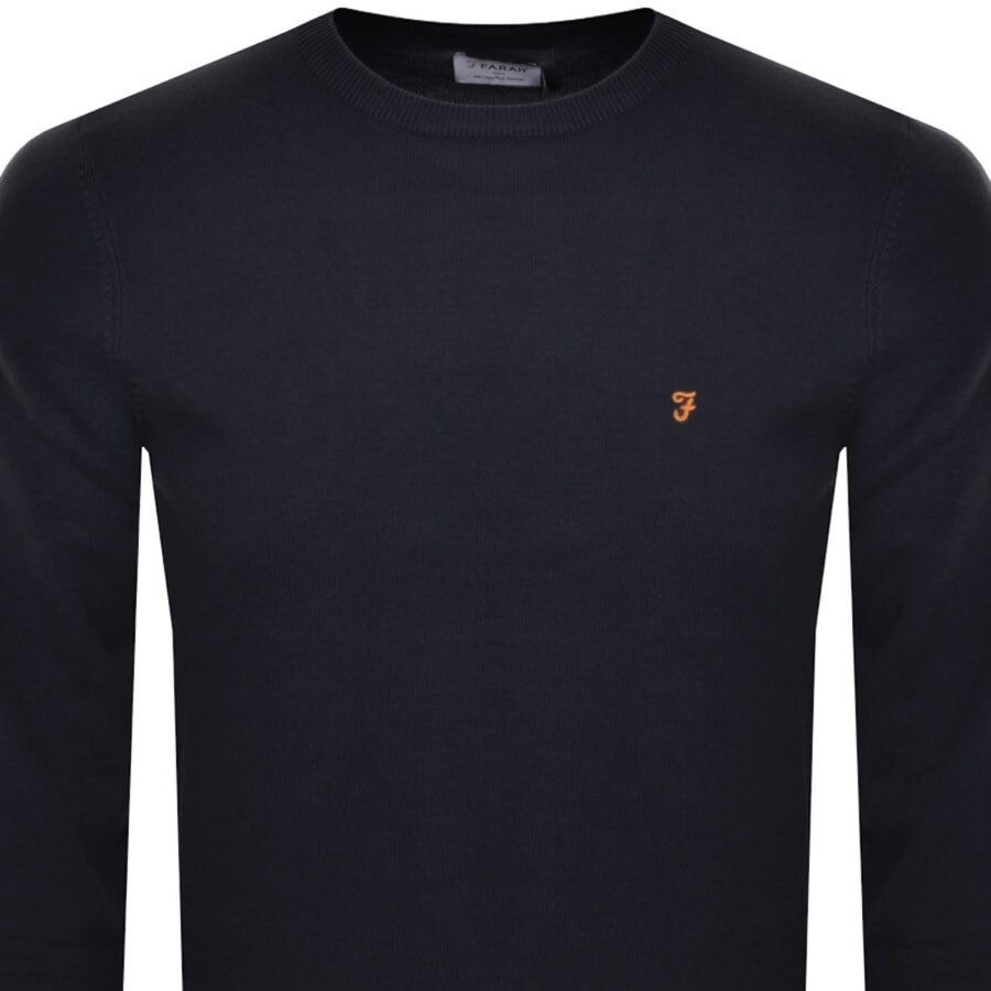Image number 2 for Farah Vintage Mullen Crew Neck Jumper Navy