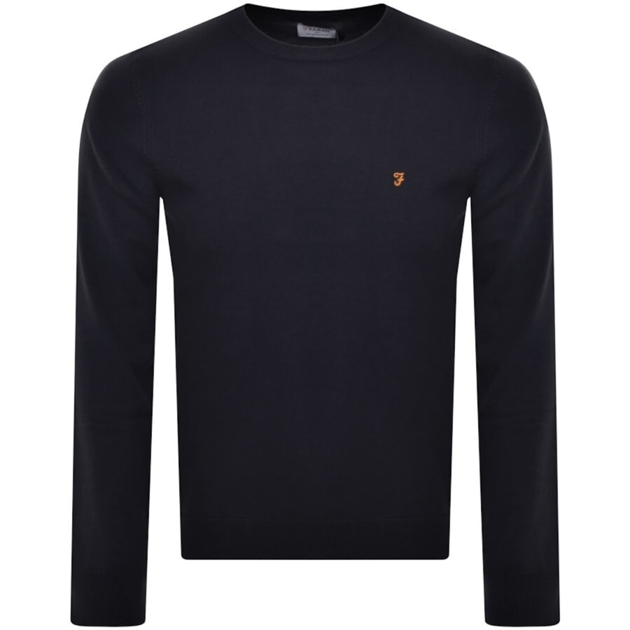Image number 1 for Farah Vintage Mullen Crew Neck Jumper Navy