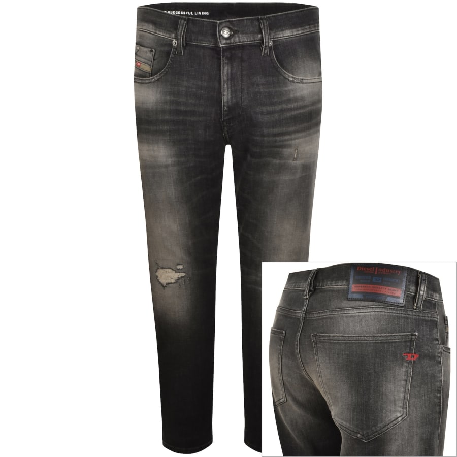 Image number 1 for Diesel D Strukt Slim Fit Dark Wash Jeans Grey