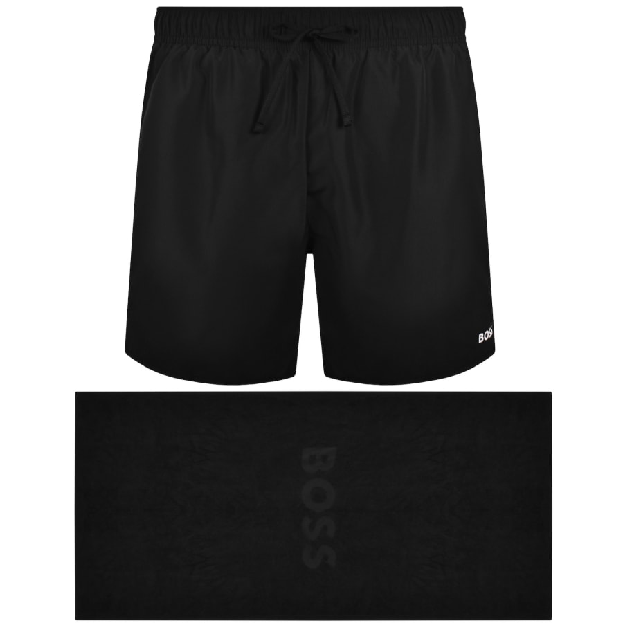 Image number 1 for BOSS Swim Shorts And Towel Set Black