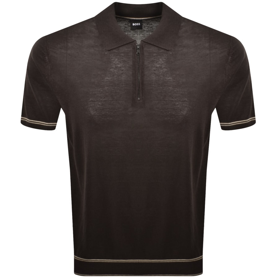 Image number 1 for BOSS Norbertino Knit Polo Dark Brown